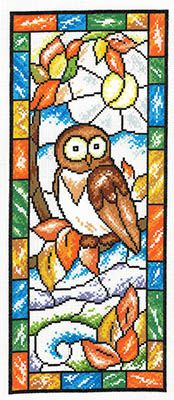 Stained glass autumn owl
